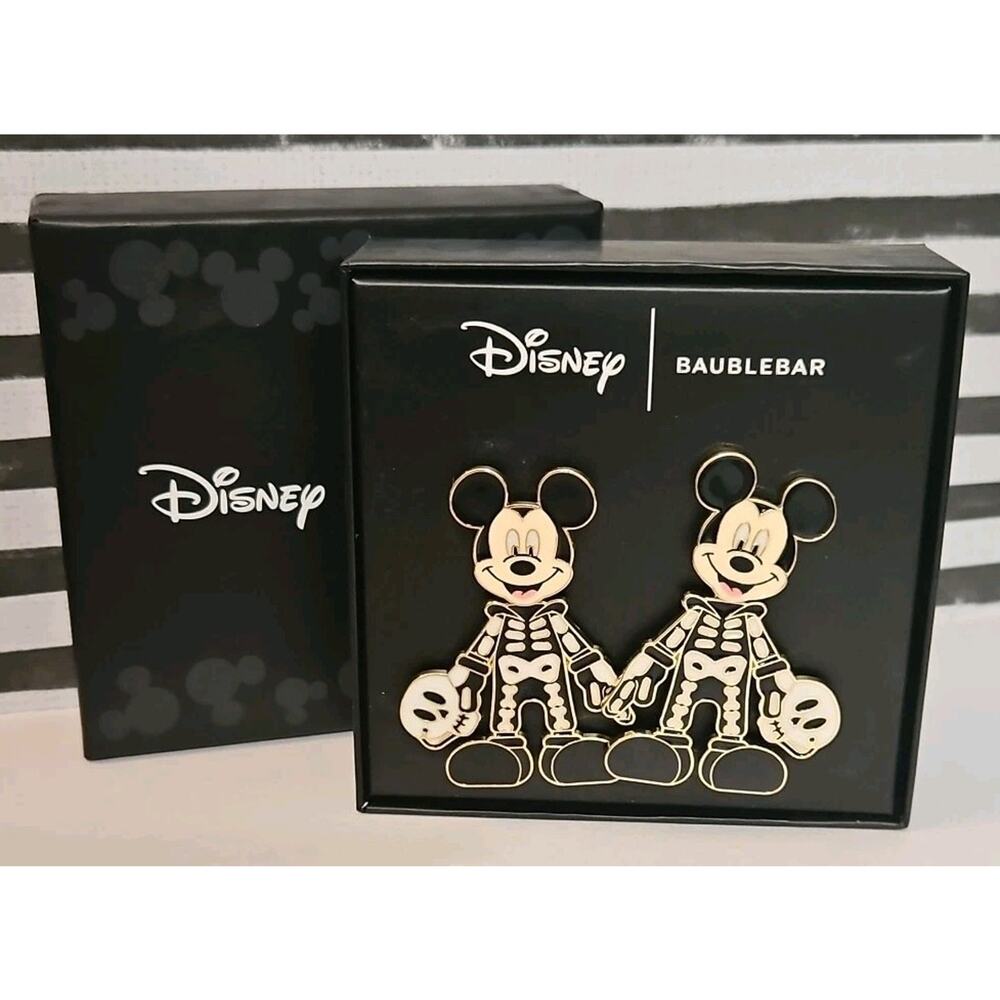 Disney Baublebar Earrings Halloween Mickey Skeleton Dancing Glow Earrings